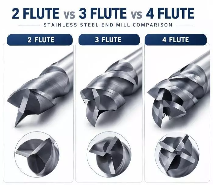 cnc milling aluminum-2 flute vs 3 flute end mill comparison