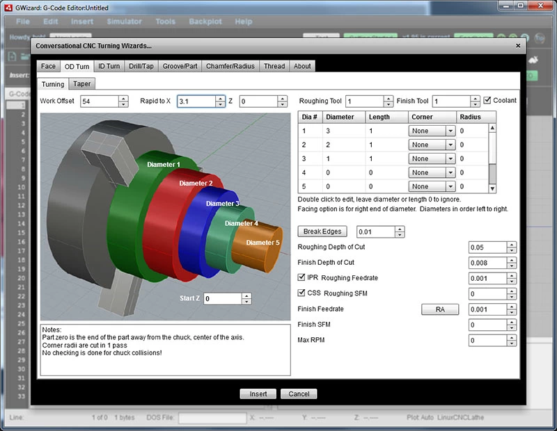 CNC programming G-code interface