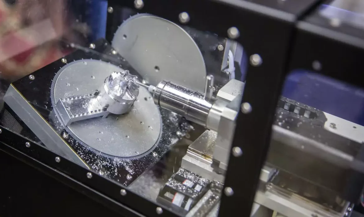 5-axis CNC milling of a complex aluminum component