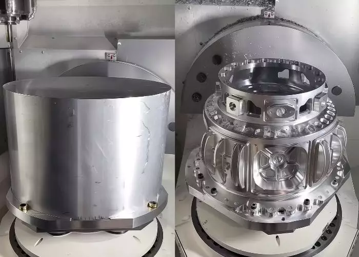 CNC milling complex contour profile on precision machined metal component