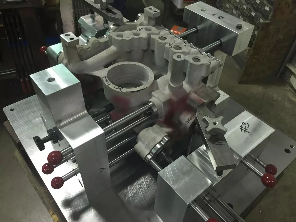 CNC machining fixture setup for irregular investment cast components