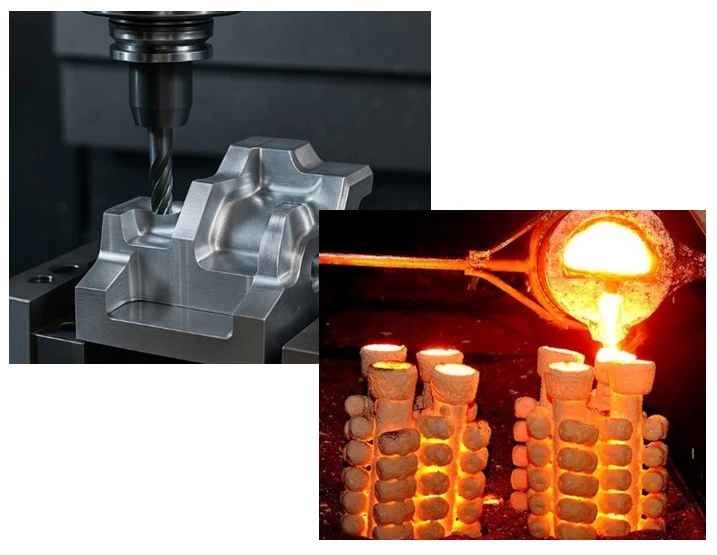 Investment casting and CNC machining process for complex metal components